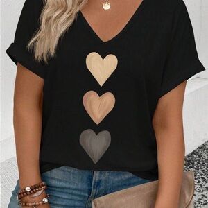 Black Heart Print Women's Top